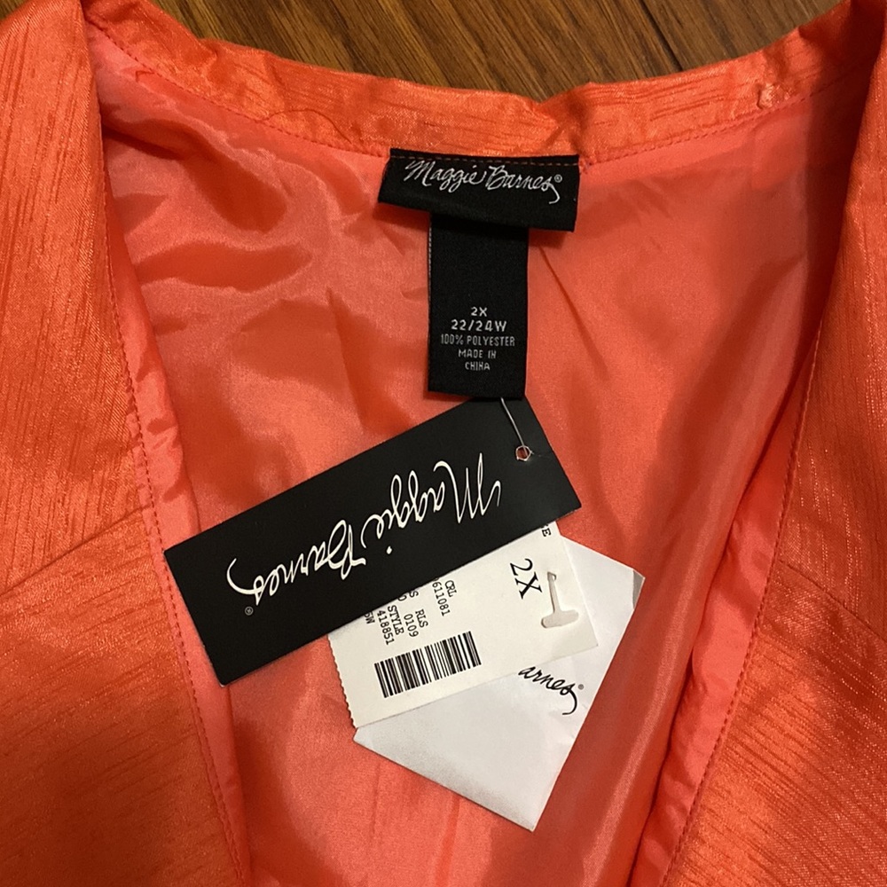 Maggie Barnes women’s plus blazer / jacket orange shine bright fabric size 2X - Picture 10 of 13